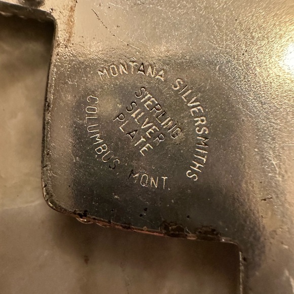 Vtg Montana Silversmiths Sterling silver plate Triple Heart 2Tone Belt Buckle - Picture 3 of 9